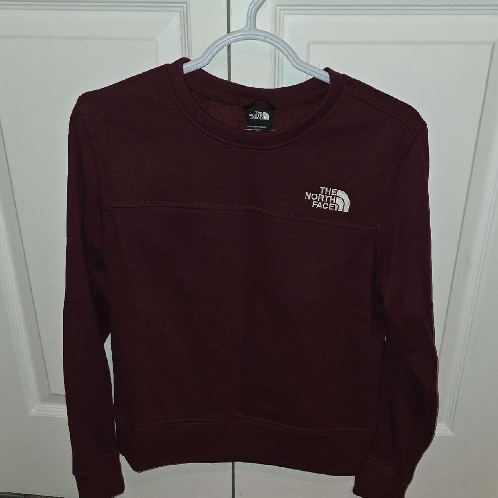 The North Face Women’s Maroon Crewneck Sweater With Fur Lining